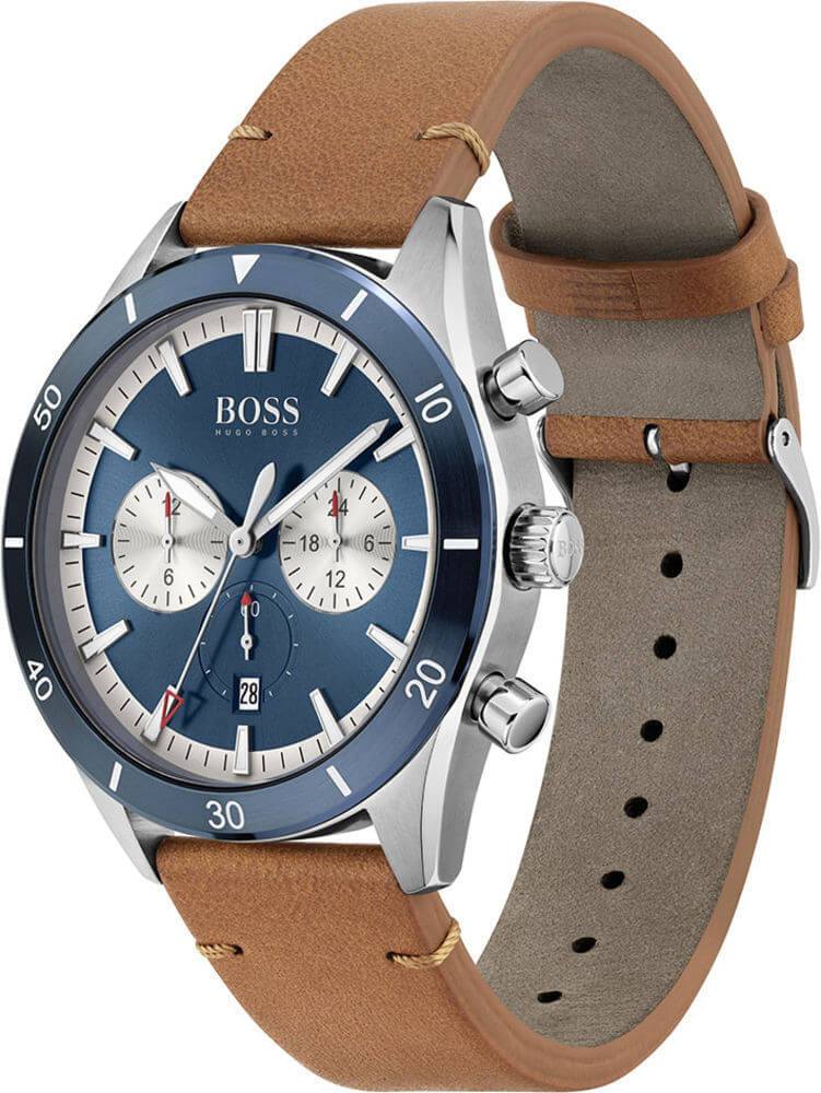 Shop Authentic Hugo Boss Santiago Blue Dial Brown Leather Strap Watch for Men - 1513860 - Luxxuri