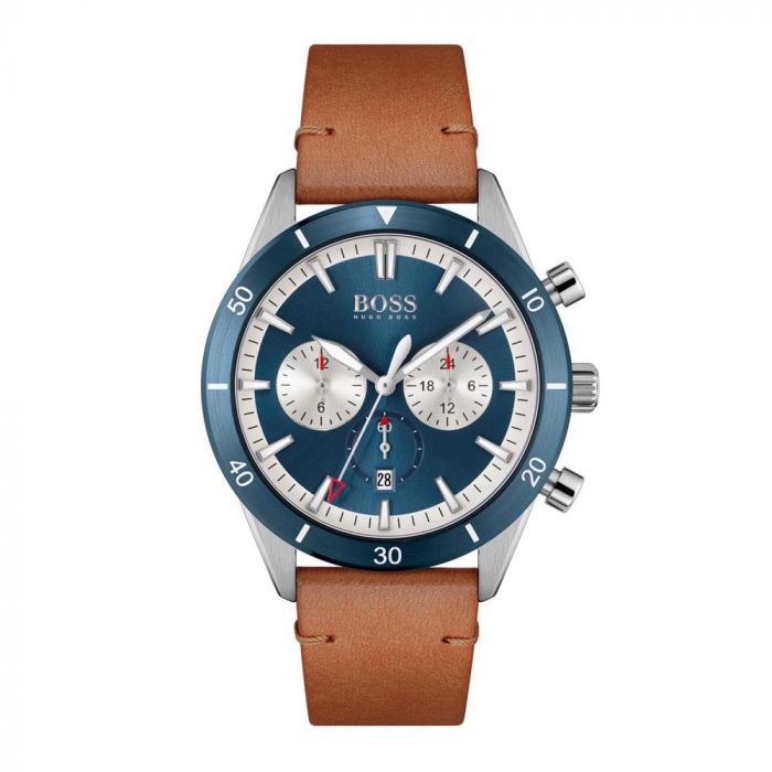  Shop Authentic Hugo Boss Santiago Blue Dial Brown Leather Strap Watch for Men - 1513860 - Luxxuri