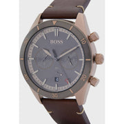  Shop Authentic Hugo Boss Santiago Grey Dial Brown Leather Strap Watch for Men - 1513861 - Luxxuri