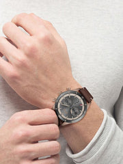  Shop Authentic Hugo Boss Santiago Grey Dial Brown Leather Strap Watch for Men - 1513861 - Luxxuri