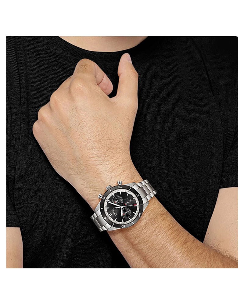  Shop Authentic Hugo Boss Santiago Black Dial Silver Steel Strap Watch for Men - 1513862 - Luxxuri