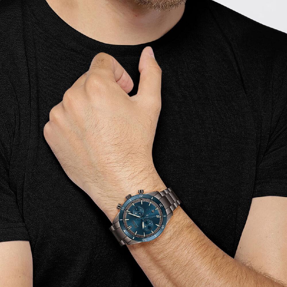  Shop Authentic Hugo Boss Santiago Blue Dial Grey Steel Strap Watch for Men - 1513863 - Luxxuri