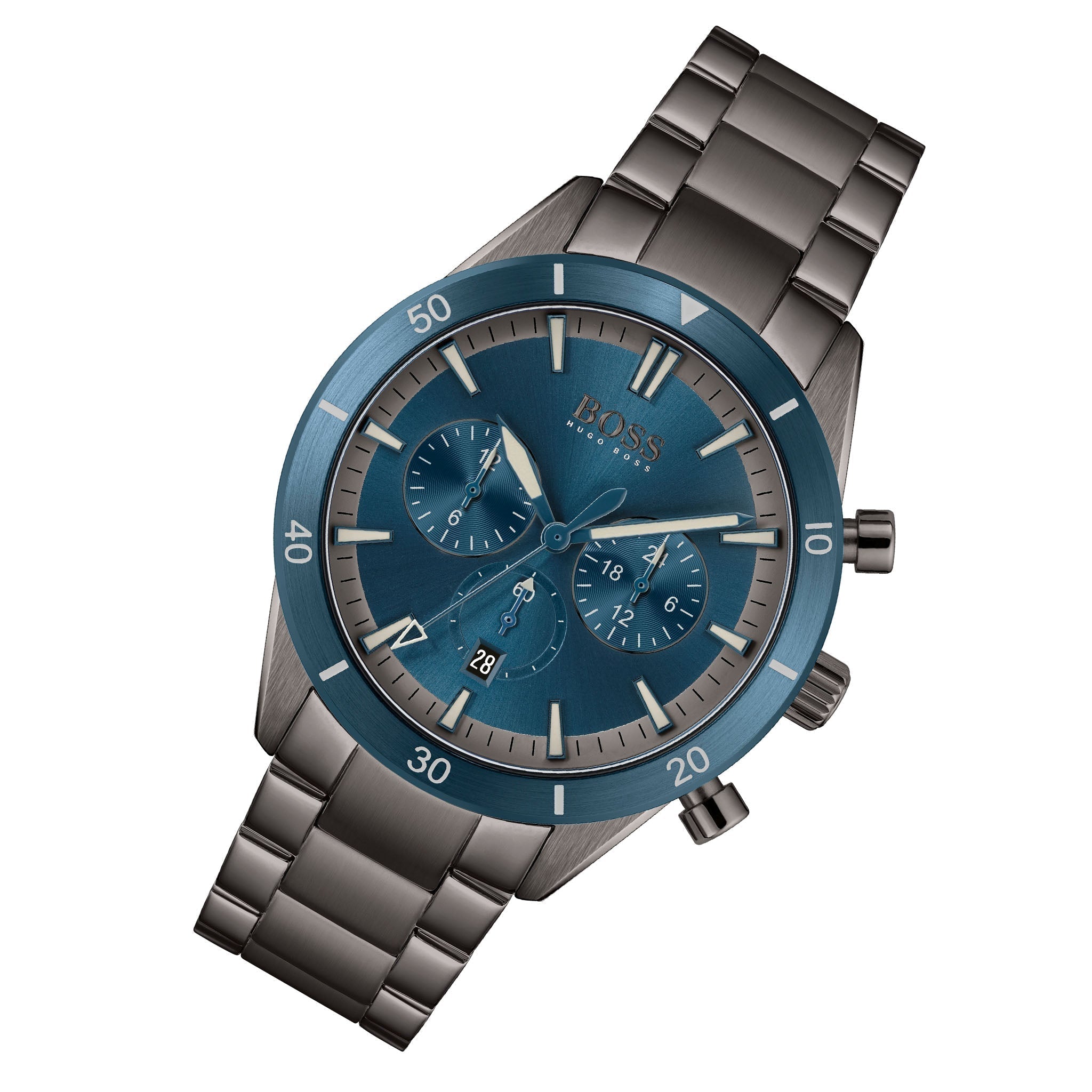  Shop Authentic Hugo Boss Santiago Blue Dial Grey Steel Strap Watch for Men - 1513863 - Luxxuri