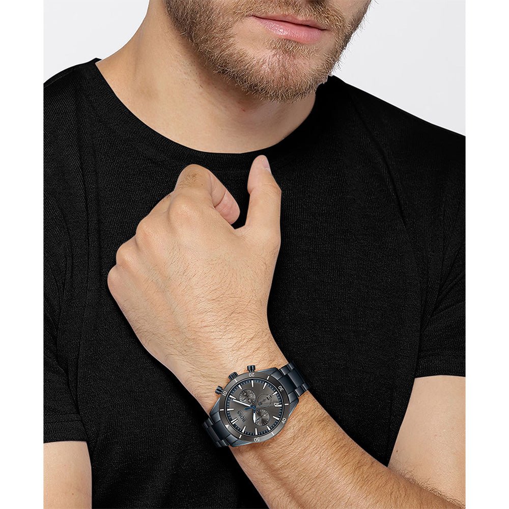  Shop Authentic Hugo Boss Santiago Grey Dial Blue Steel Strap Watch for Men - 1513865 - Luxxuri