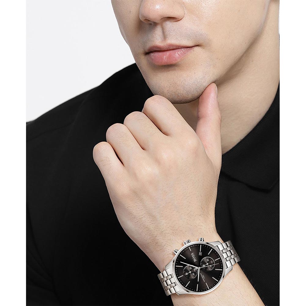  Shop Authentic Hugo Boss Associate Black Dial Silver Steel Strap Watch for Men - 1513869 - Luxxuri