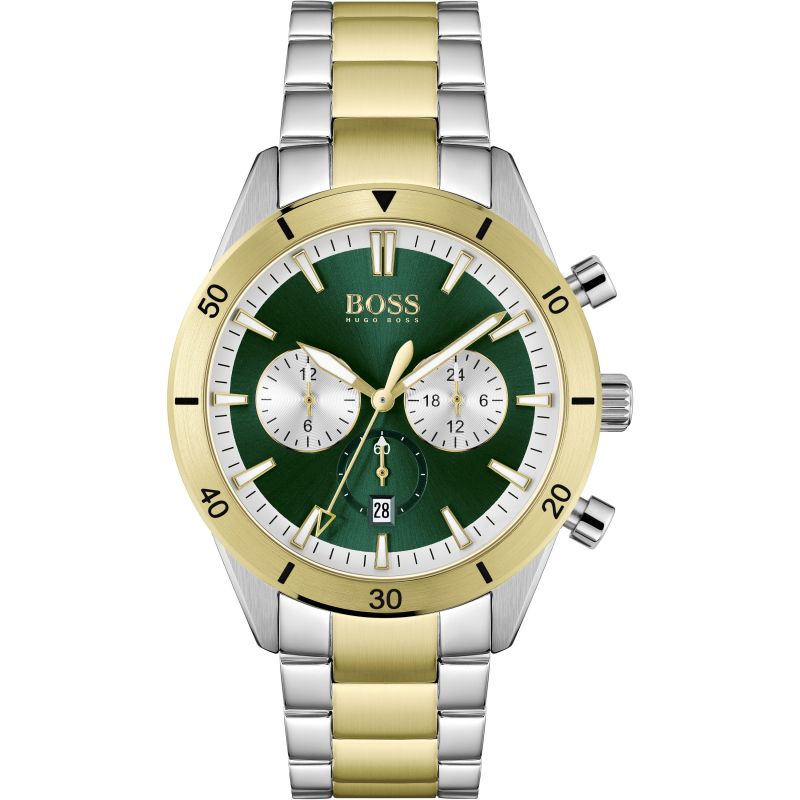  Shop Authentic Hugo Boss Santiago Green Dial Two Tone Steel Strap Watch for Men - 1513872 - Luxxuri