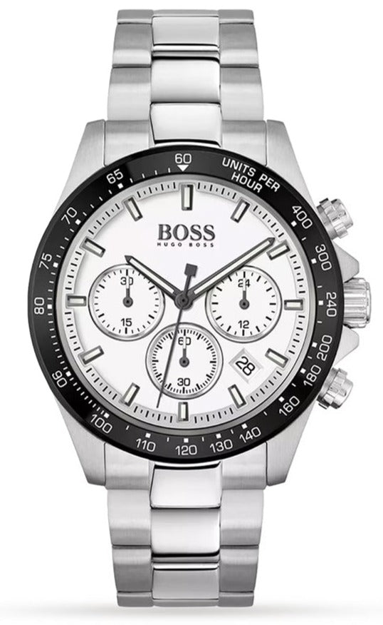  Shop Authentic Hugo Boss Hero Chronograph White Dial Silver Steel Strap Watch for Men - 1513875 - Luxxuri