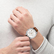  Shop Authentic Hugo Boss Grand Prix White Dial Brown Leather Strap Watch for Men - 1513475 - Luxxuri