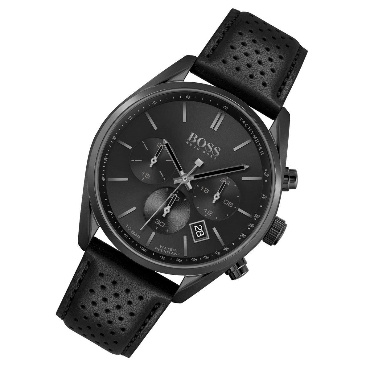  Shop Authentic Hugo Boss Champion Black Dial Black Leather Strap Watch for Men - 1513880 - Luxxuri
