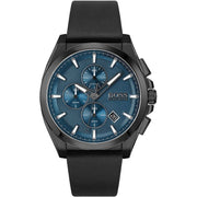  Shop Authentic Hugo Boss Grandmaster Blue Dial Black Leather Strap Watch for Men - 1513883 - Luxxuri