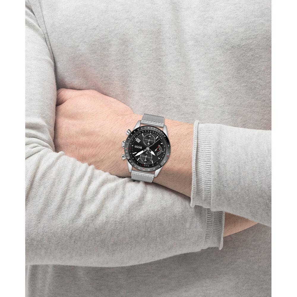  Shop Authentic Hugo Boss Pilot Edition Black Dial Silver Mesh Bracelet Watch for Men - 1513886 - Luxxuri