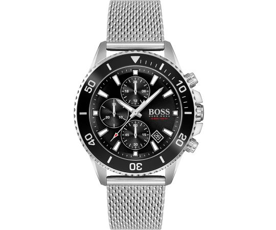  Shop Authentic Hugo Boss Admiral Black Dial Silver Mesh Bracelet Watch for Men - 1513904 - Luxxuri