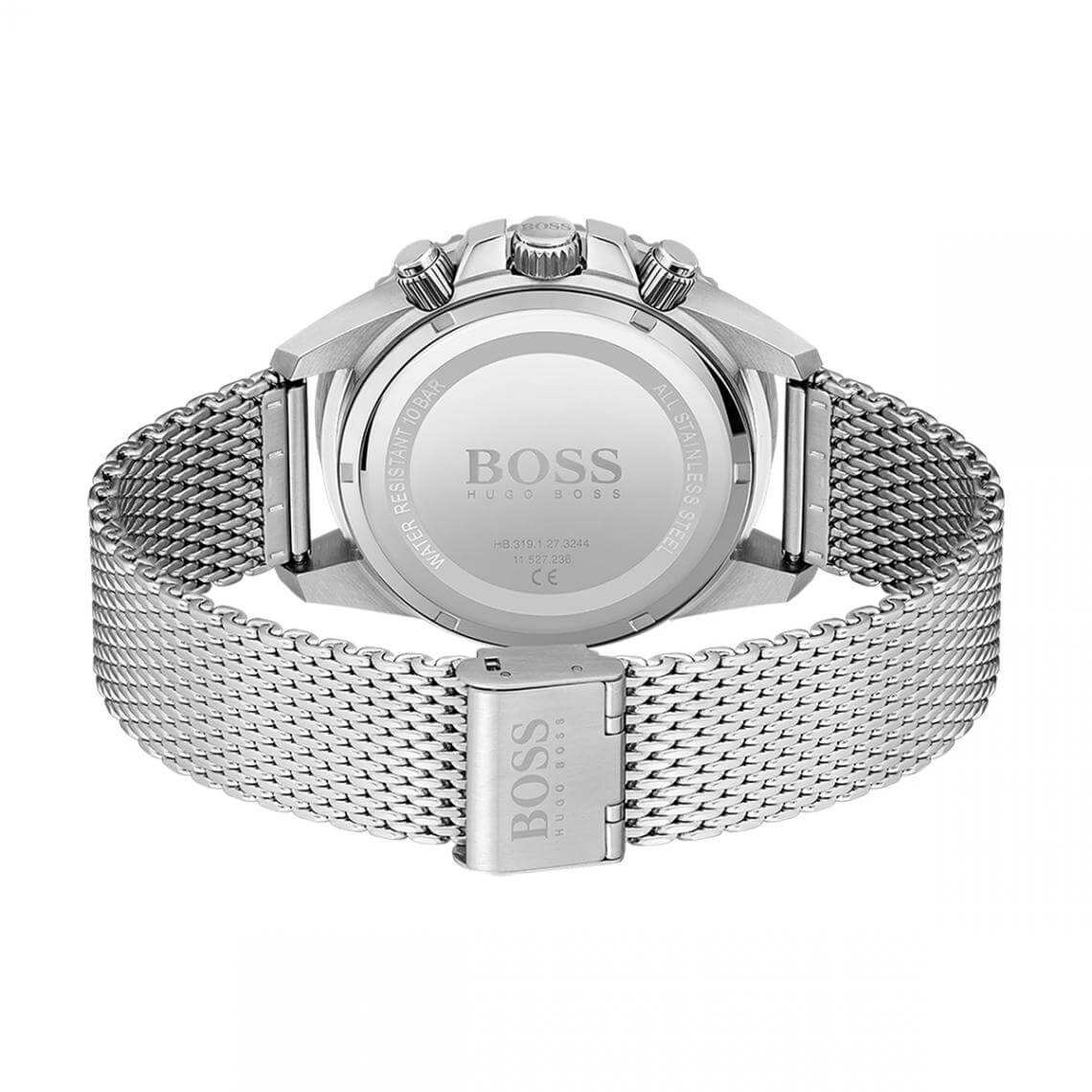  Shop Authentic Hugo Boss Admiral Black Dial Silver Mesh Bracelet Watch for Men - 1513904 - Luxxuri