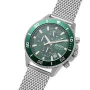  Shop Authentic Hugo Boss Admiral Green Dial Silver Mesh Bracelet Watch for Men - 1513905 - Luxxuri