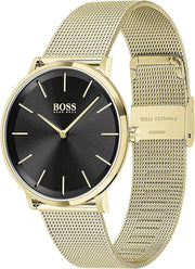  Shop Authentic Hugo Boss Horizon Quartz Black Dial Gold Mesh Bracelet Watch For Men - 1513735 - Luxxuri