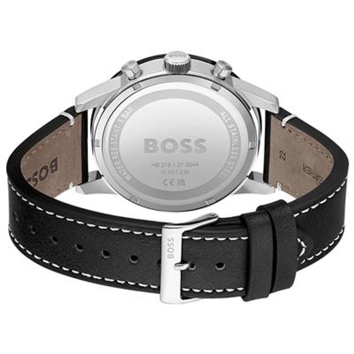 Shop Authentic Hugo Boss Allure Black Dial Black Leather Strap Watch for Men - 1513920 - Luxxuri