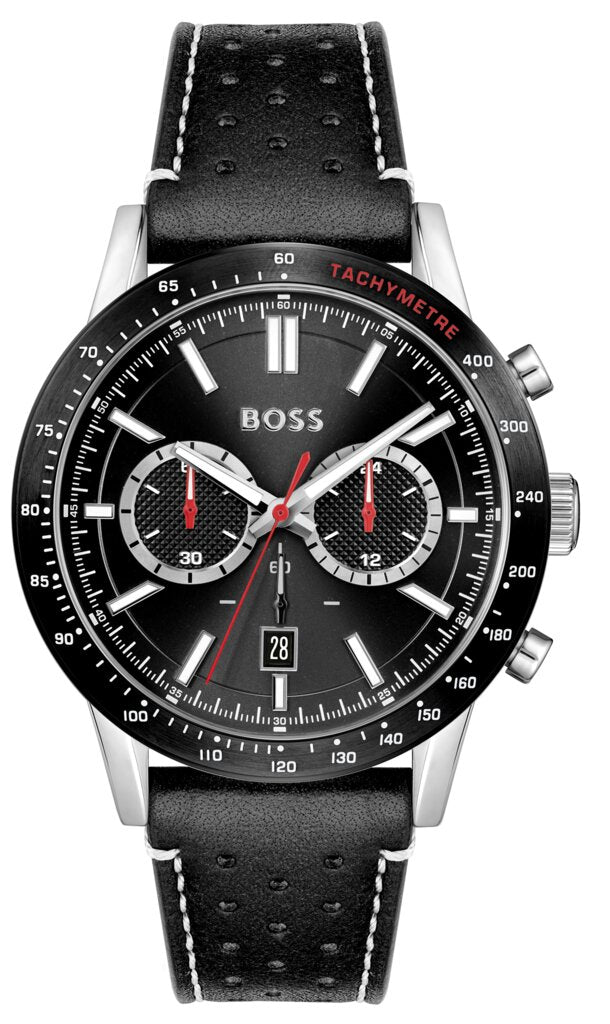  Shop Authentic Hugo Boss Allure Black Dial Black Leather Strap Watch for Men - 1513920 - Luxxuri