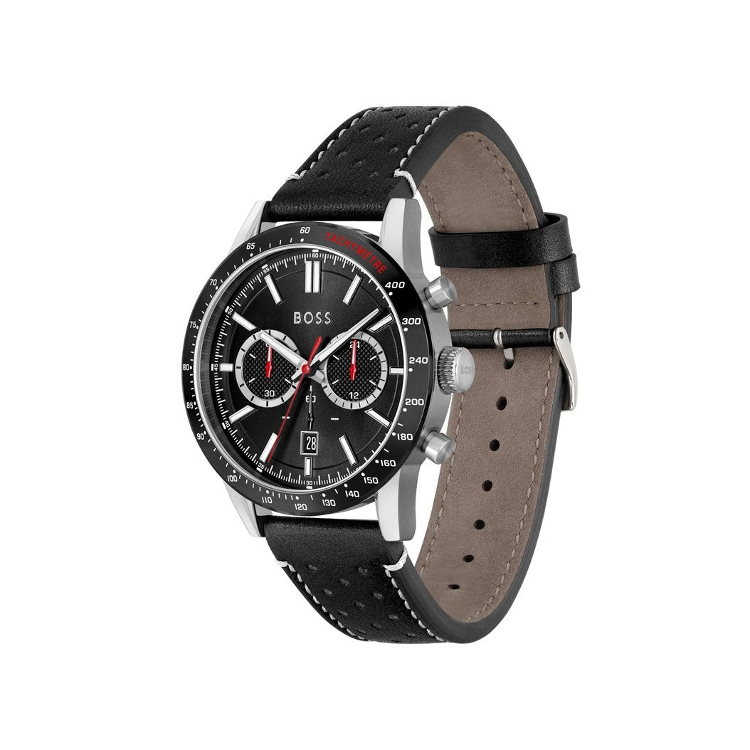  Shop Authentic Hugo Boss Allure Black Dial Black Leather Strap Watch for Men - 1513920 - Luxxuri
