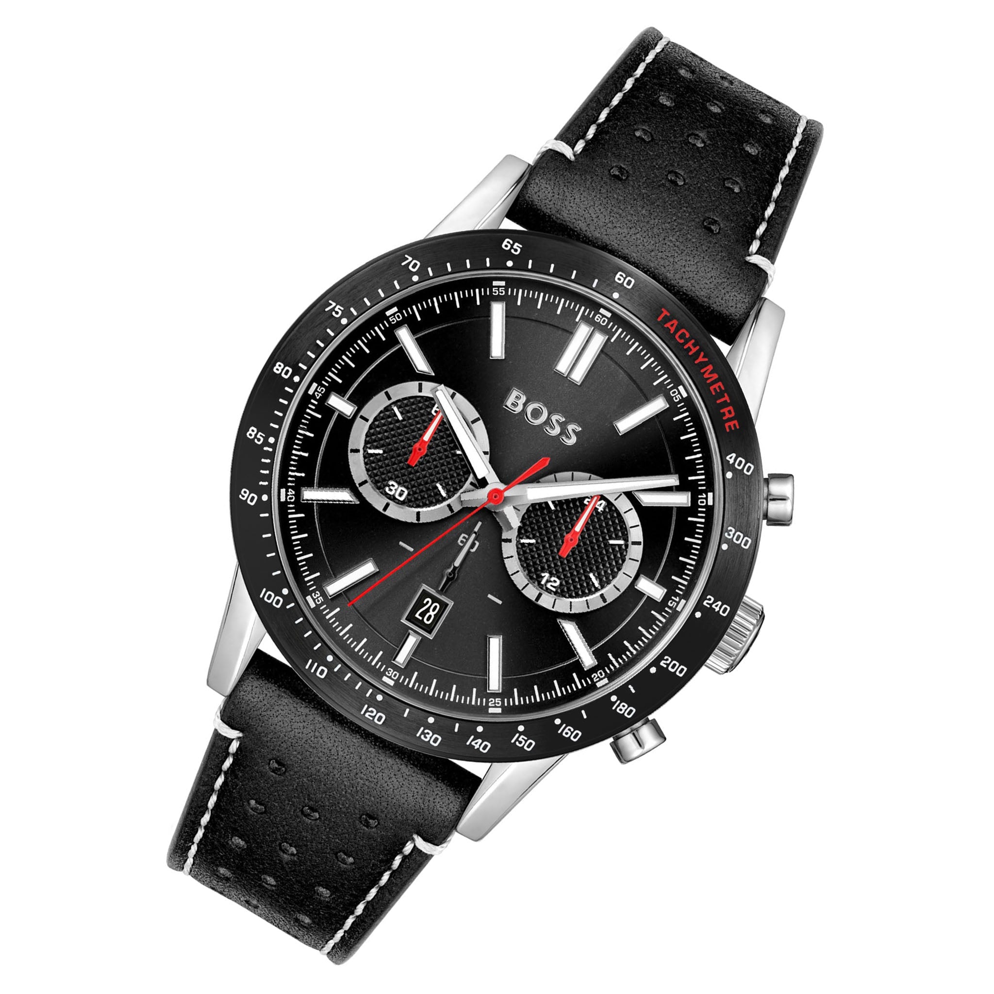  Shop Authentic Hugo Boss Allure Black Dial Black Leather Strap Watch for Men - 1513920 - Luxxuri