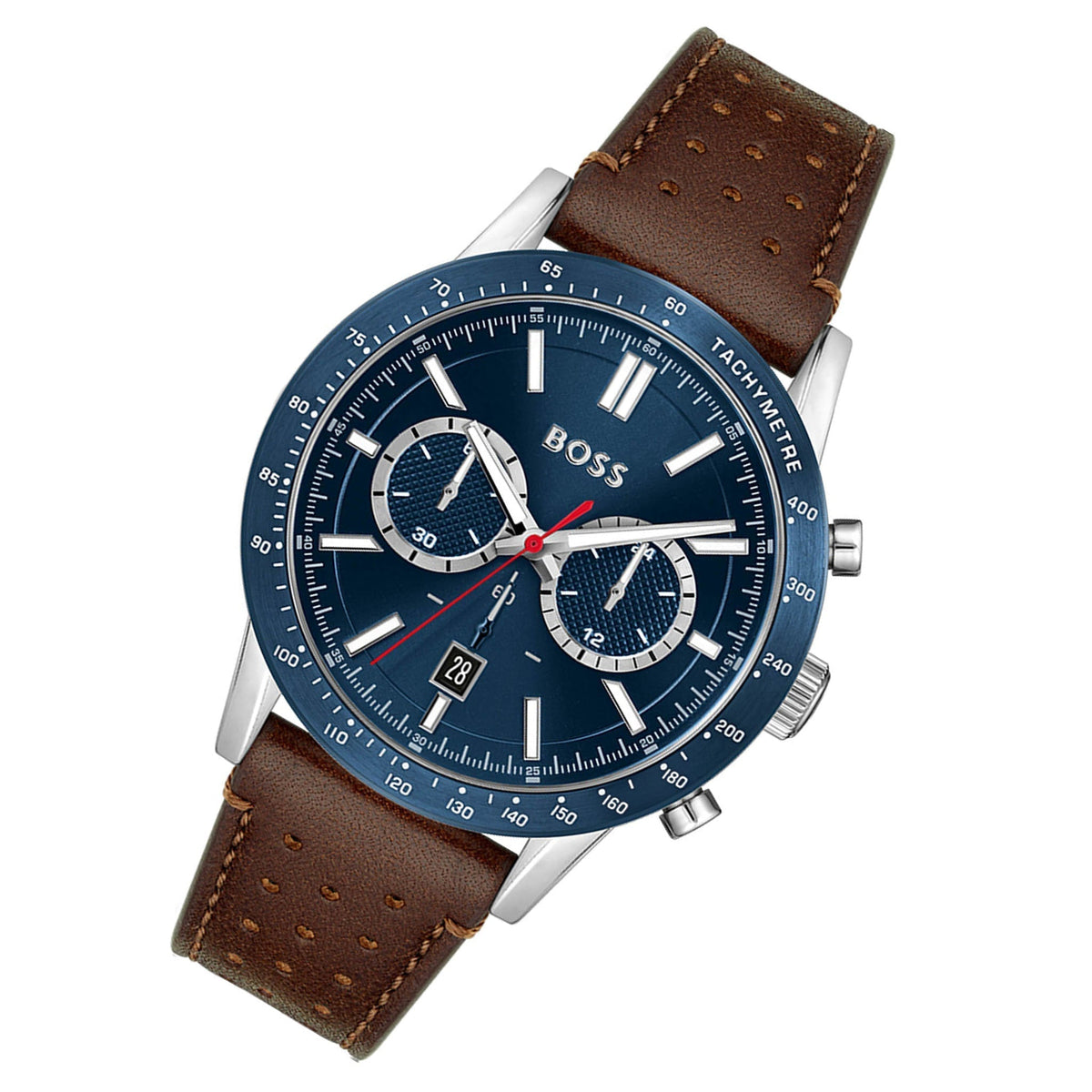  Shop Authentic Hugo Boss Allure Blue Dial Brown Leather Strap Watch for Men - 1513921 - Luxxuri