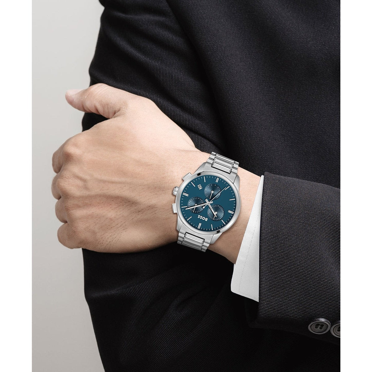  Shop Authentic Hugo Boss Talent Blue Dial Silver Steel Strap Watch for Men - 1513582 - Luxxuri