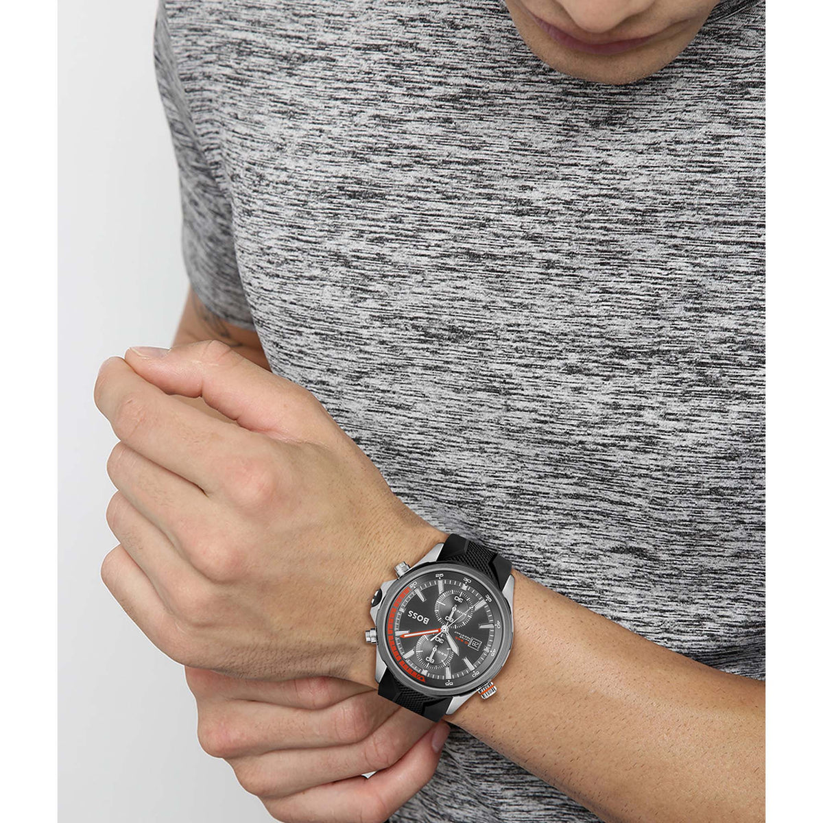  Shop Authentic Hugo Boss Globetrotter Grey Dial Black Silicone Strap Watch for Men - 1513931 - Luxxuri
