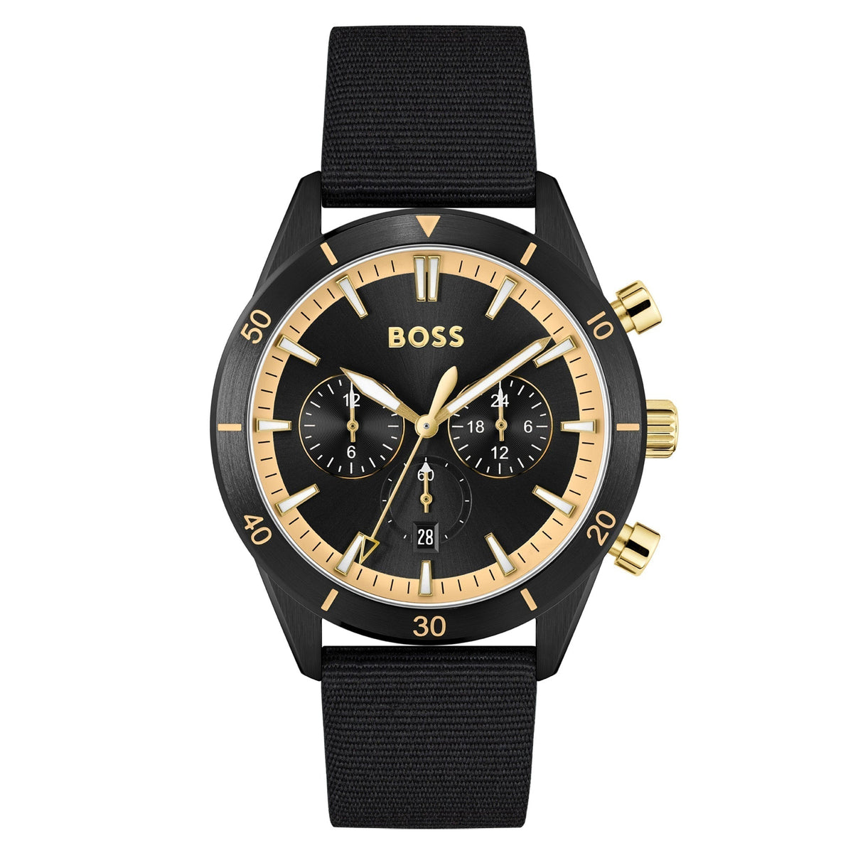  Shop Authentic Hugo Boss Santiago Black Dial Black Nylon Strap Watch for Men - 1513935 - Luxxuri