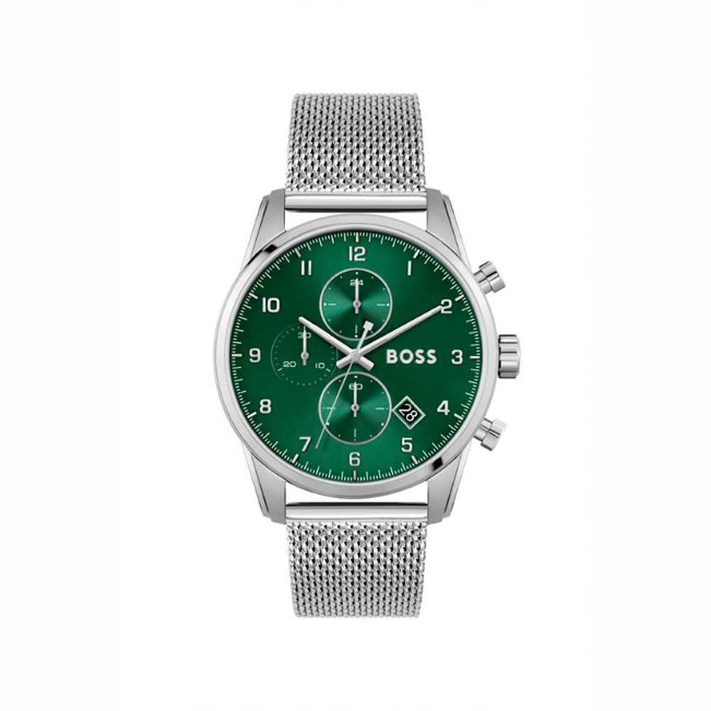  Shop Authentic Hugo Boss Skymaster Green Dial Silver Mesh Bracelet Watch for Men - 1513938 - Luxxuri
