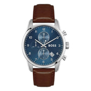  Shop Authentic Hugo Boss Skymaster Blue Dial Brown Leather Strap Watch for Men - 1513940 - Luxxuri