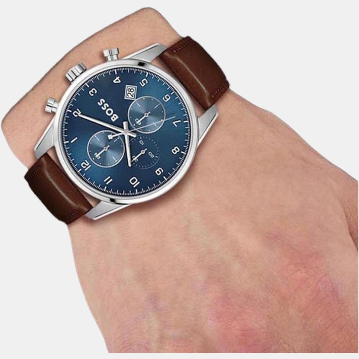  Shop Authentic Hugo Boss Skymaster Blue Dial Brown Leather Strap Watch for Men - 1513940 - Luxxuri