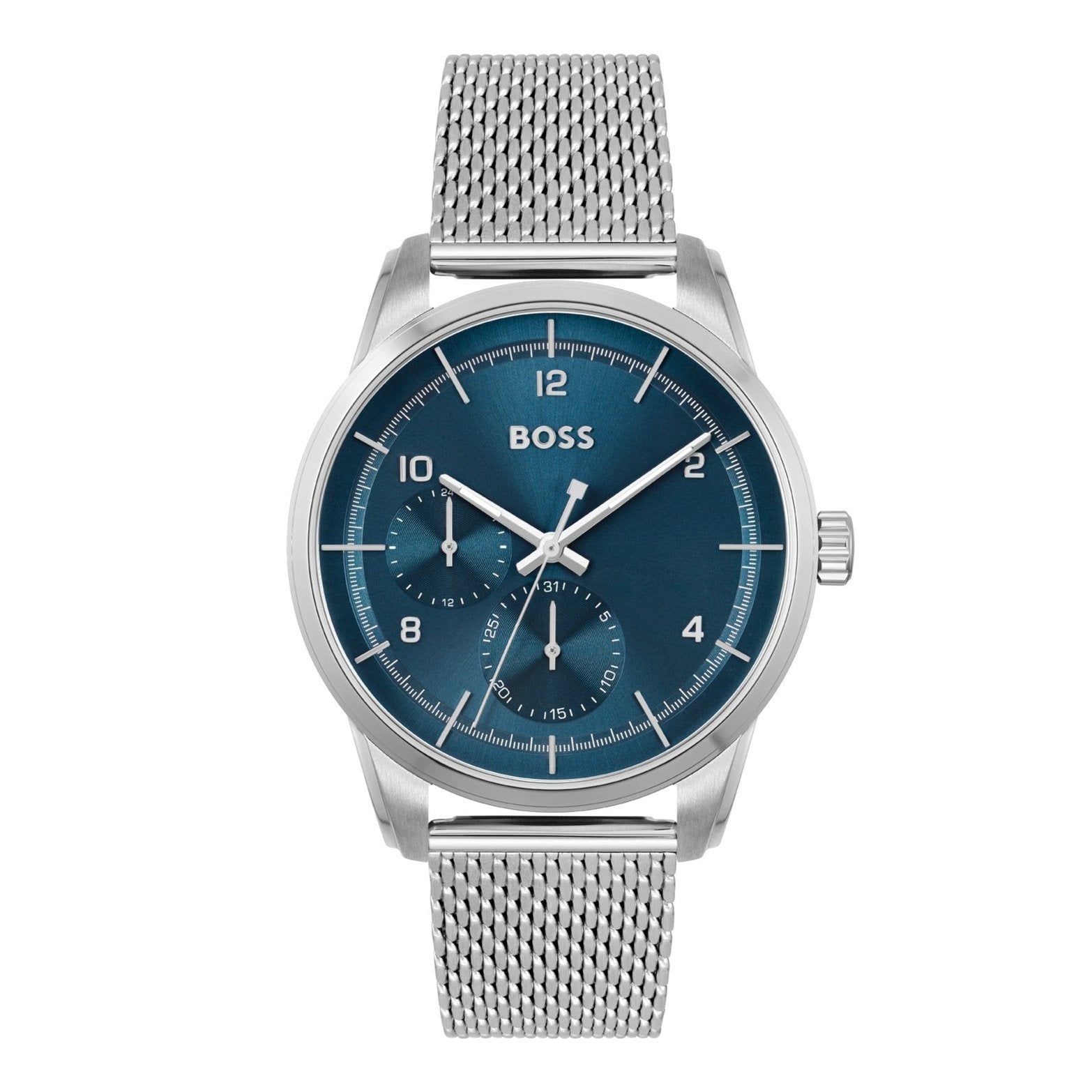  Shop Authentic Hugo Boss Sophio Blue Dial Silver Mesh Bracelet Watch for Men - 1513942 - Luxxuri