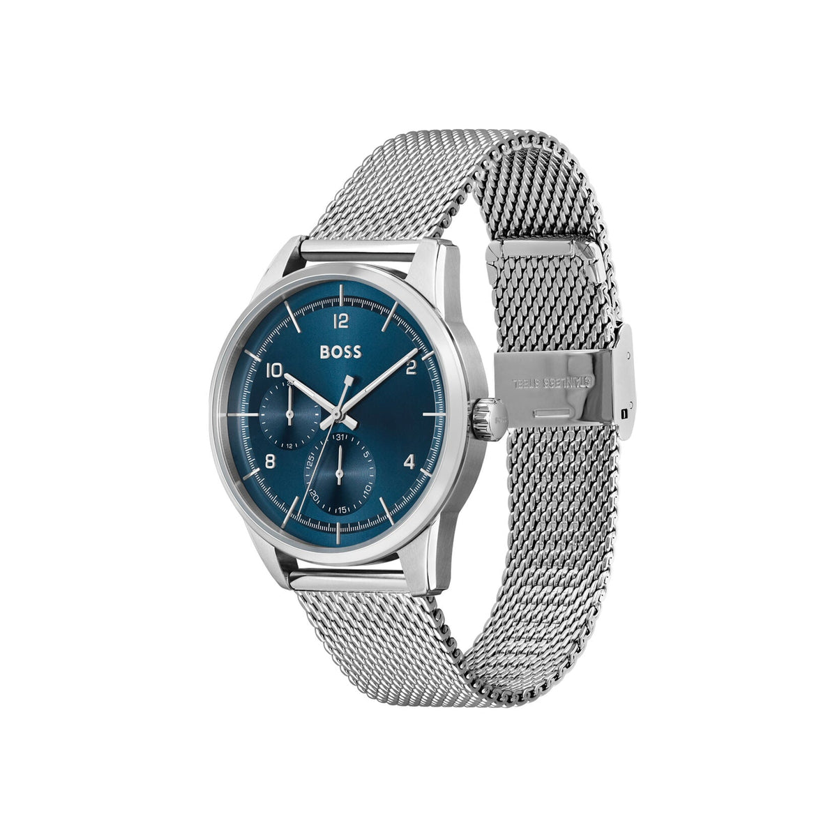  Shop Authentic Hugo Boss Sophio Blue Dial Silver Mesh Bracelet Watch for Men - 1513942 - Luxxuri