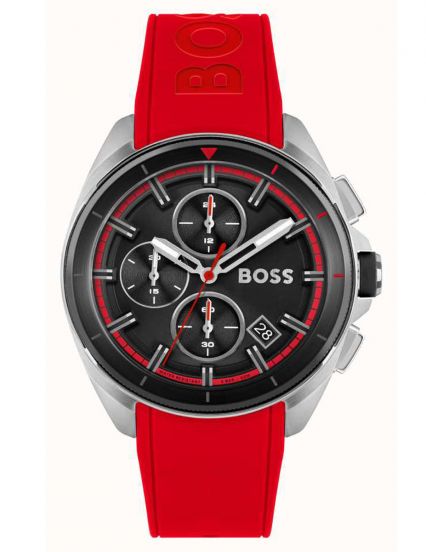  Shop Authentic Hugo Boss Volane Black Dial Red Rubber Strap Watch for Men - 1513959 - Luxxuri