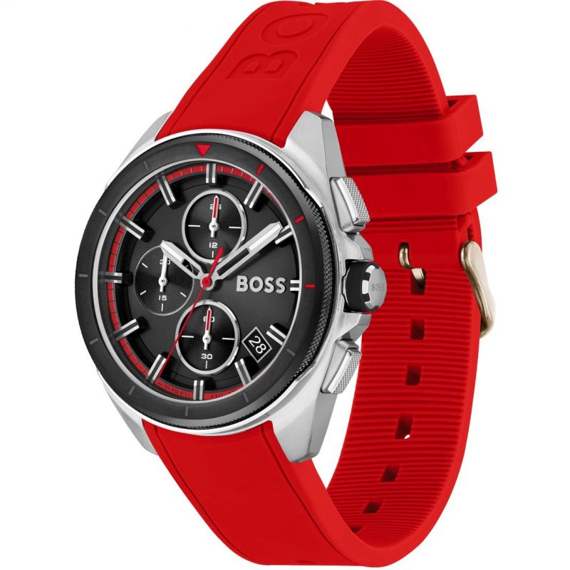  Shop Authentic Hugo Boss Volane Black Dial Red Rubber Strap Watch for Men - 1513959 - Luxxuri