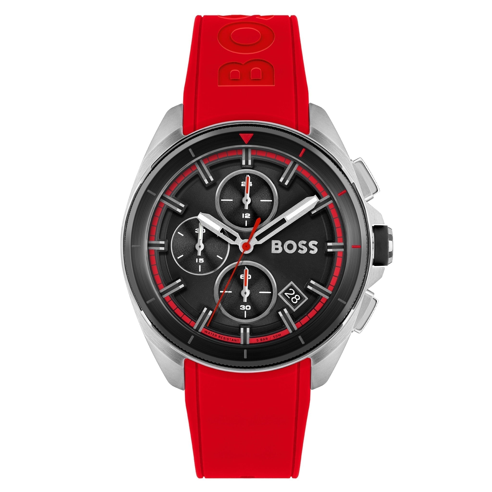  Shop Authentic Hugo Boss Volane Black Dial Red Rubber Strap Watch for Men - 1513959 - Luxxuri