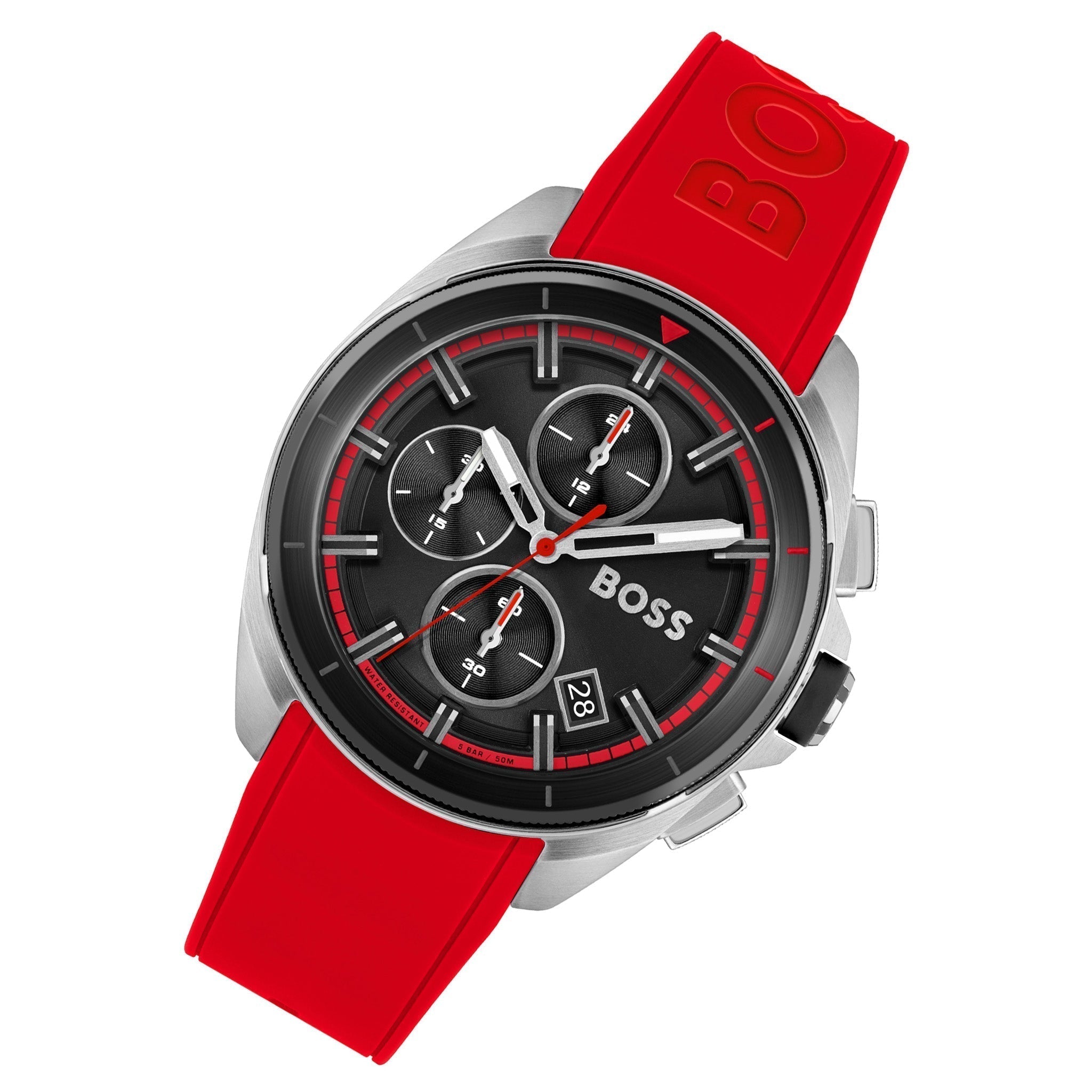  Shop Authentic Hugo Boss Volane Black Dial Red Rubber Strap Watch for Men - 1513959 - Luxxuri