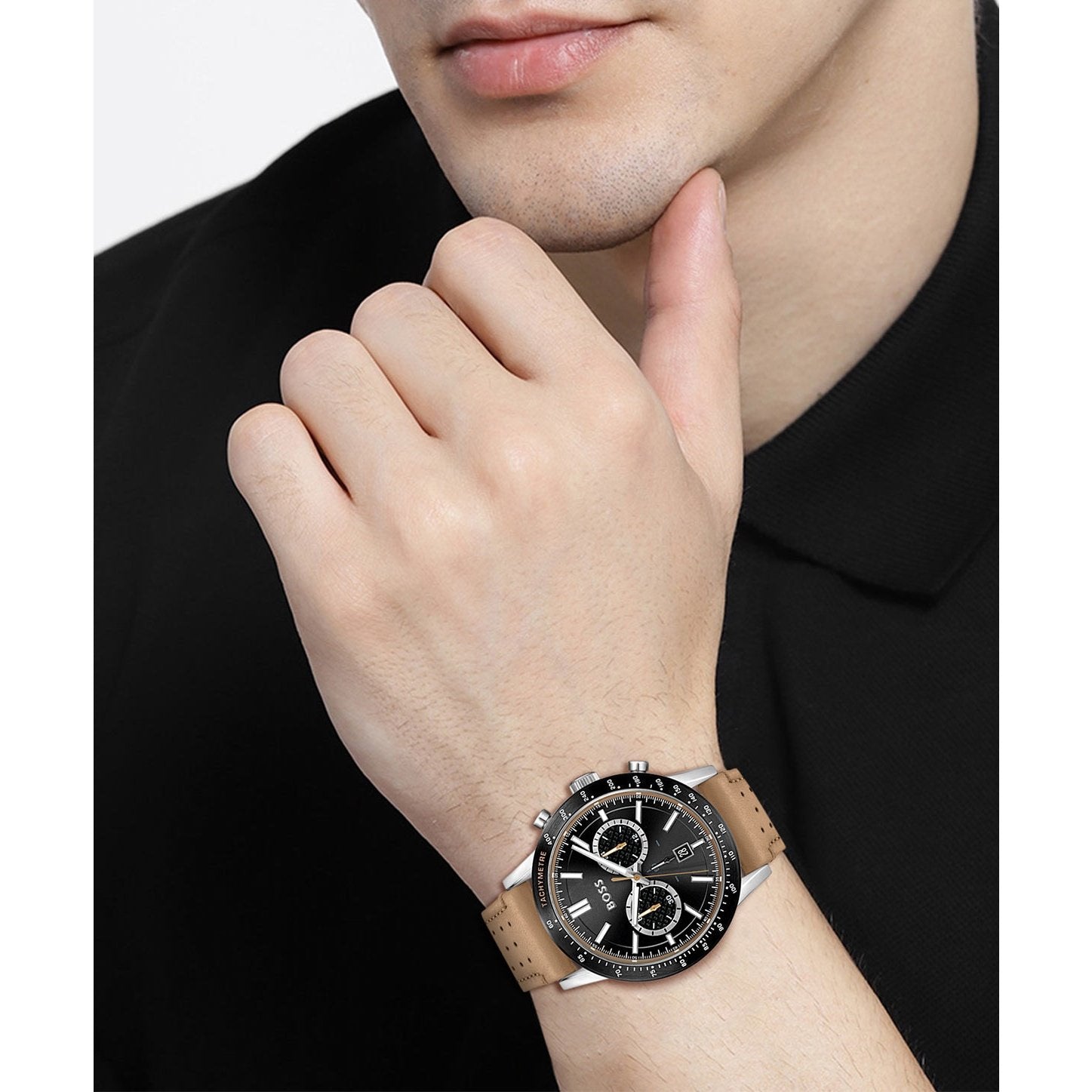  Shop Authentic Hugo Boss Allure Black Dial Brown Leather Strap Watch for Men - 1513964 - Luxxuri