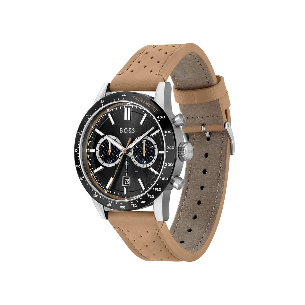  Shop Authentic Hugo Boss Allure Black Dial Brown Leather Strap Watch for Men - 1513964 - Luxxuri