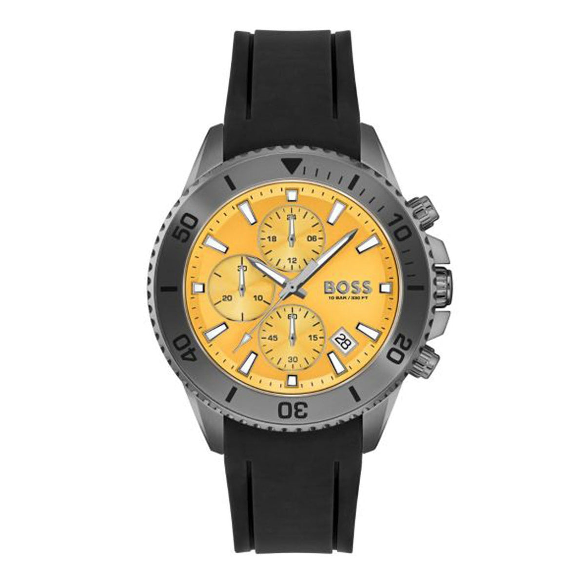  Shop Authentic Hugo Boss Admiral Yellow Dial Black Rubber Silicone Strap Watch for Men - 1513968 - Luxxuri