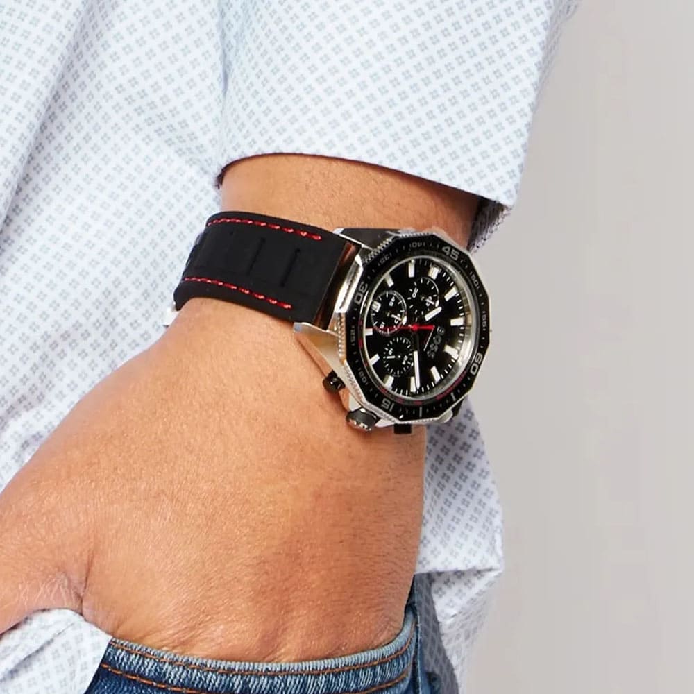  Shop Authentic Hugo Boss Energy Chronograph Black Dial Black Silicon Strap Watch For Men - 1513969 - Luxxuri