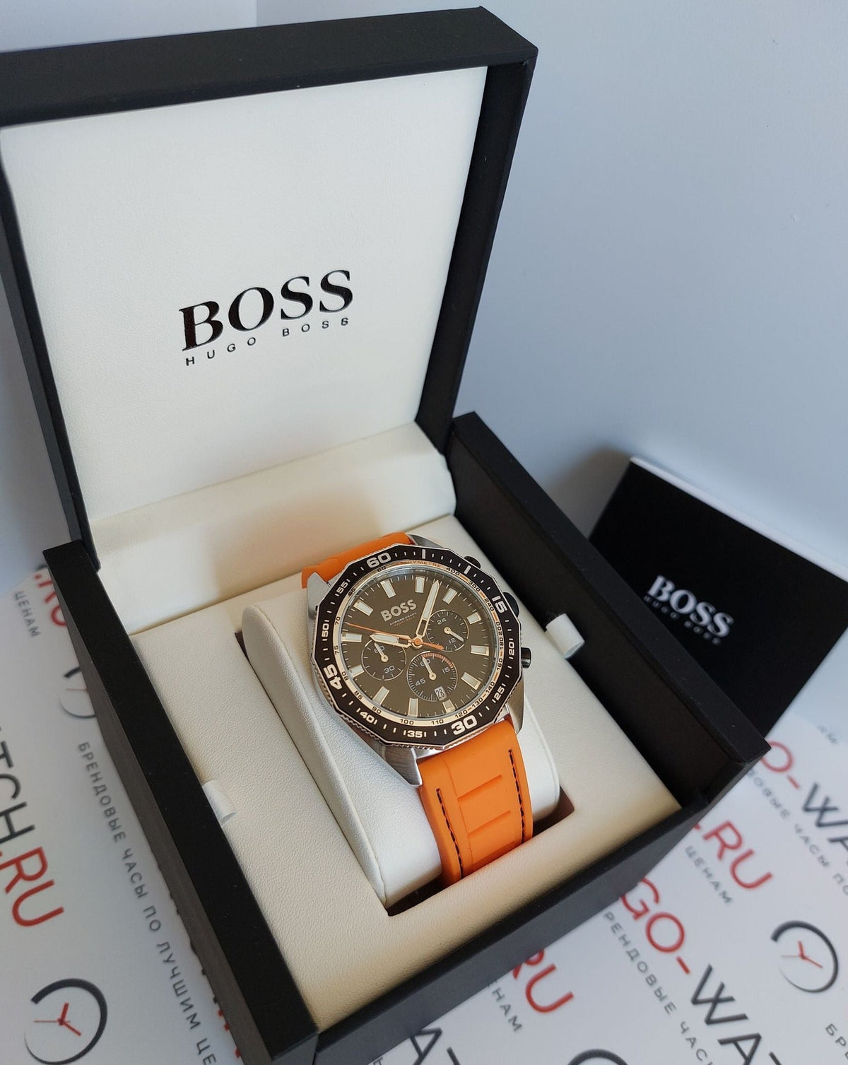  Shop Authentic Hugo Boss Energy Chronograph Quartz Black Dial Orange Rubber Strap Watch For Men - 1513970 - Luxxuri
