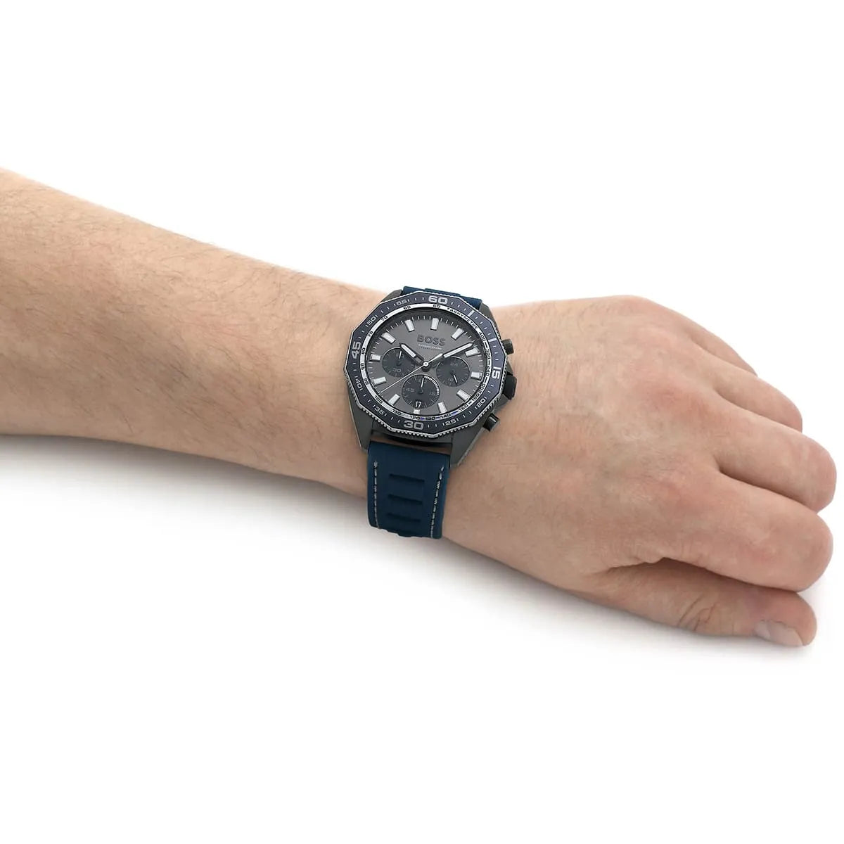  Shop Authentic Hugo Boss Energy Chronograph Grey Dial Green Rubber Strap Watch For Men - 1513972 - Luxxuri