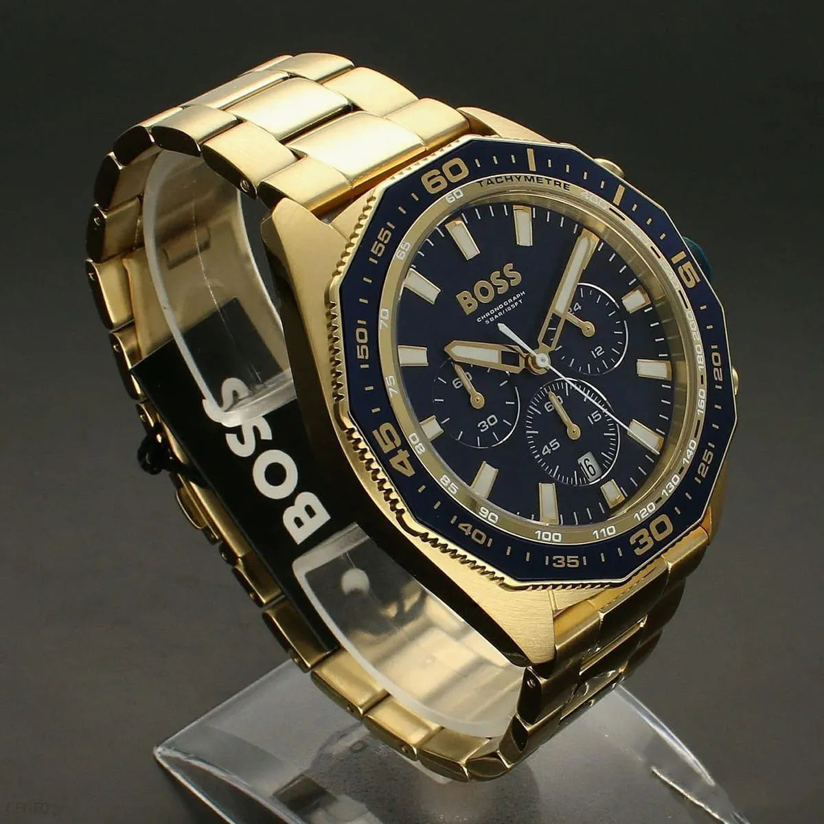  Shop Authentic Hugo Boss Energy Chronograph Blue Dial Gold Steel Strap Watch For Men - 1513973 - Luxxuri