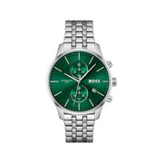  Shop Authentic Hugo Boss Associate Green Dial Silver Steel Strap Watch for Men - 1513975 - Luxxuri