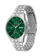  Shop Authentic Hugo Boss Associate Green Dial Silver Steel Strap Watch for Men - 1513975 - Luxxuri