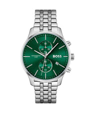  Shop Authentic Hugo Boss Associate Green Dial Silver Steel Strap Watch for Men - 1513975 - Luxxuri