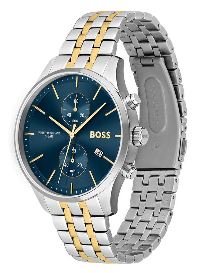  Shop Authentic Hugo Boss Associate Blue Dial Two Tone Steel Strap Watch for Men - 1513976 - Luxxuri