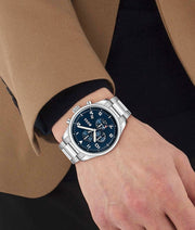  Shop Authentic Hugo Boss View Chronograph Blue Dial Silver Steel Strap Watch For Men - 1513989 - Luxxuri