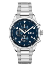  Shop Authentic Hugo Boss View Chronograph Blue Dial Silver Steel Strap Watch For Men - 1513989 - Luxxuri