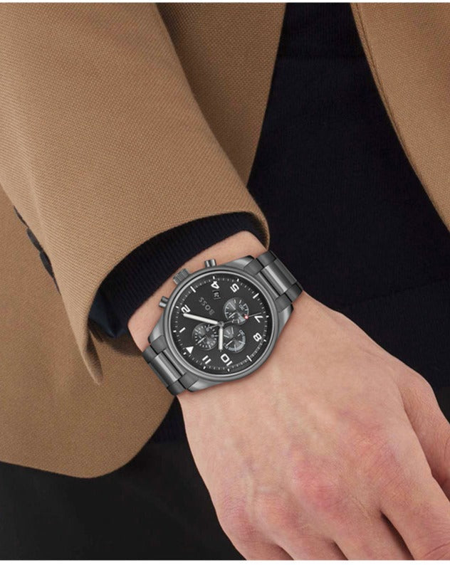  Shop Authentic Hugo Boss View Chronograph Grey Dial Grey Steel Strap Watch For Men - 1513991 - Luxxuri